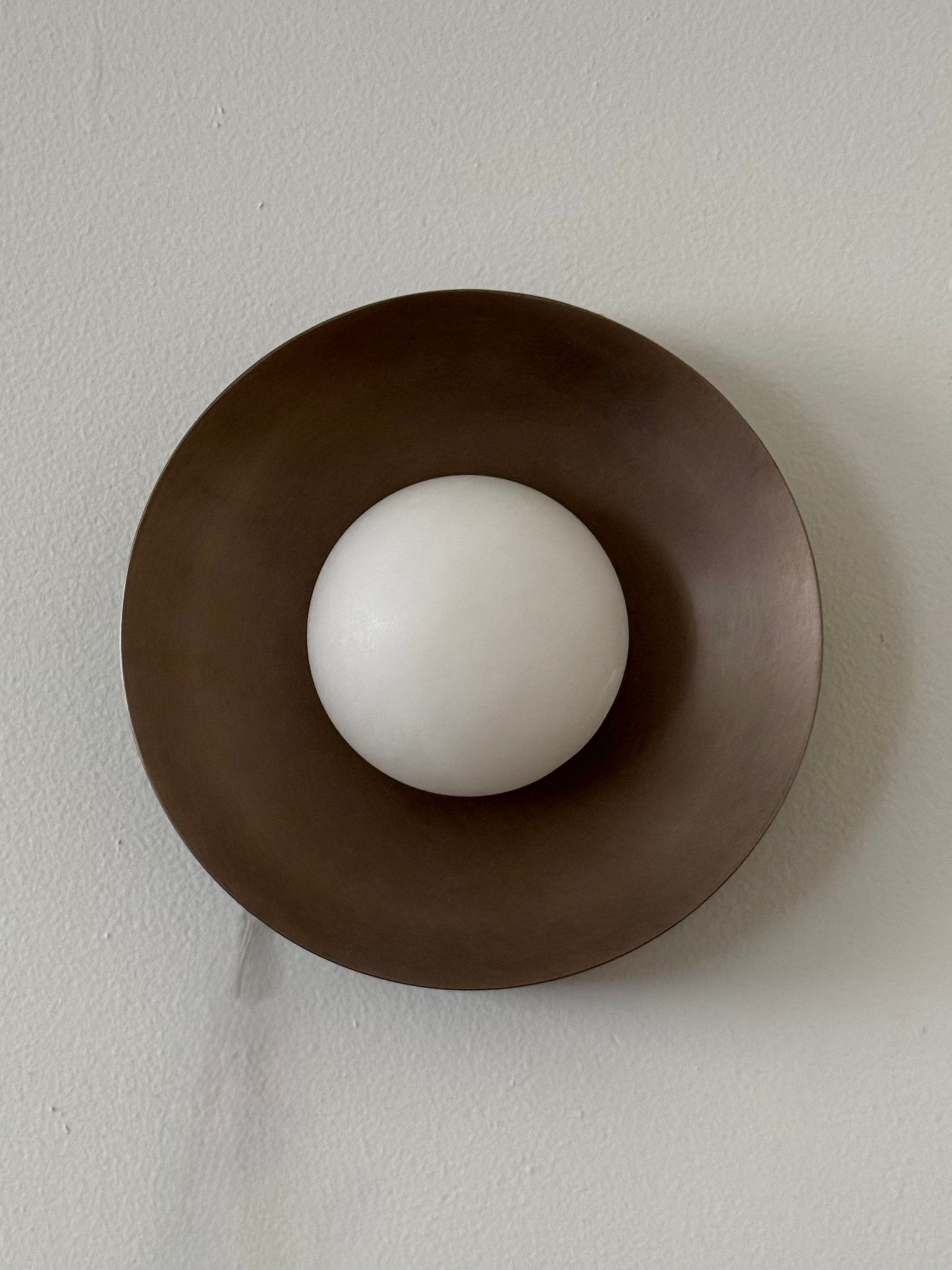 Round Brass & Alabaster Sconce-3