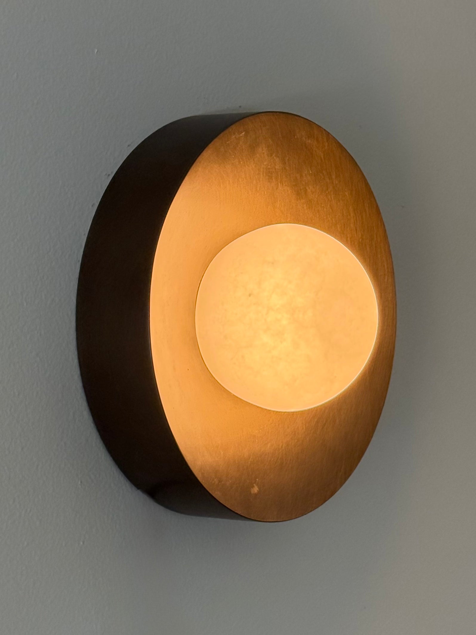 Round Brass & Alabaster Sconce-5
