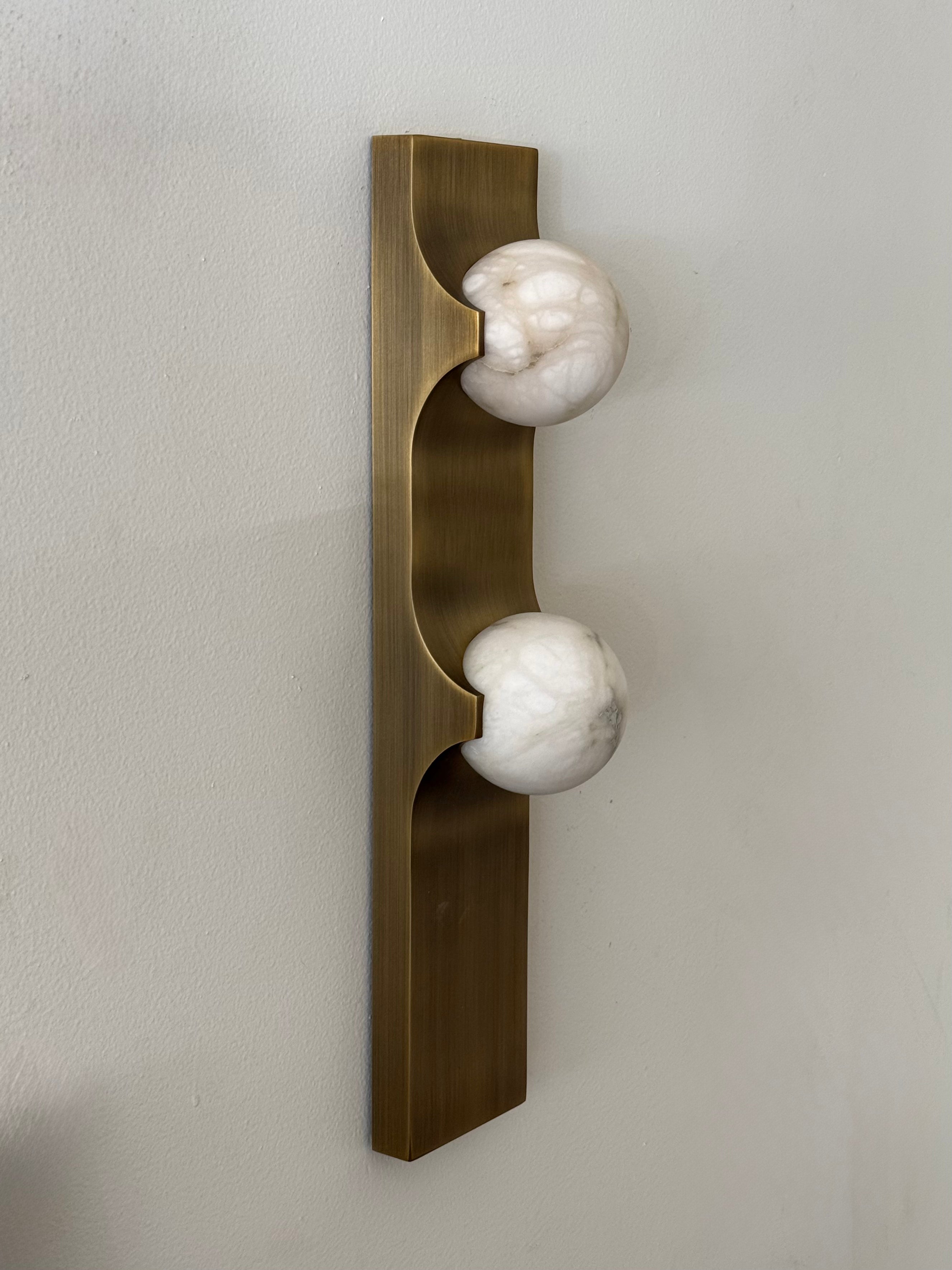 Long Brass & Alabaster Sconce