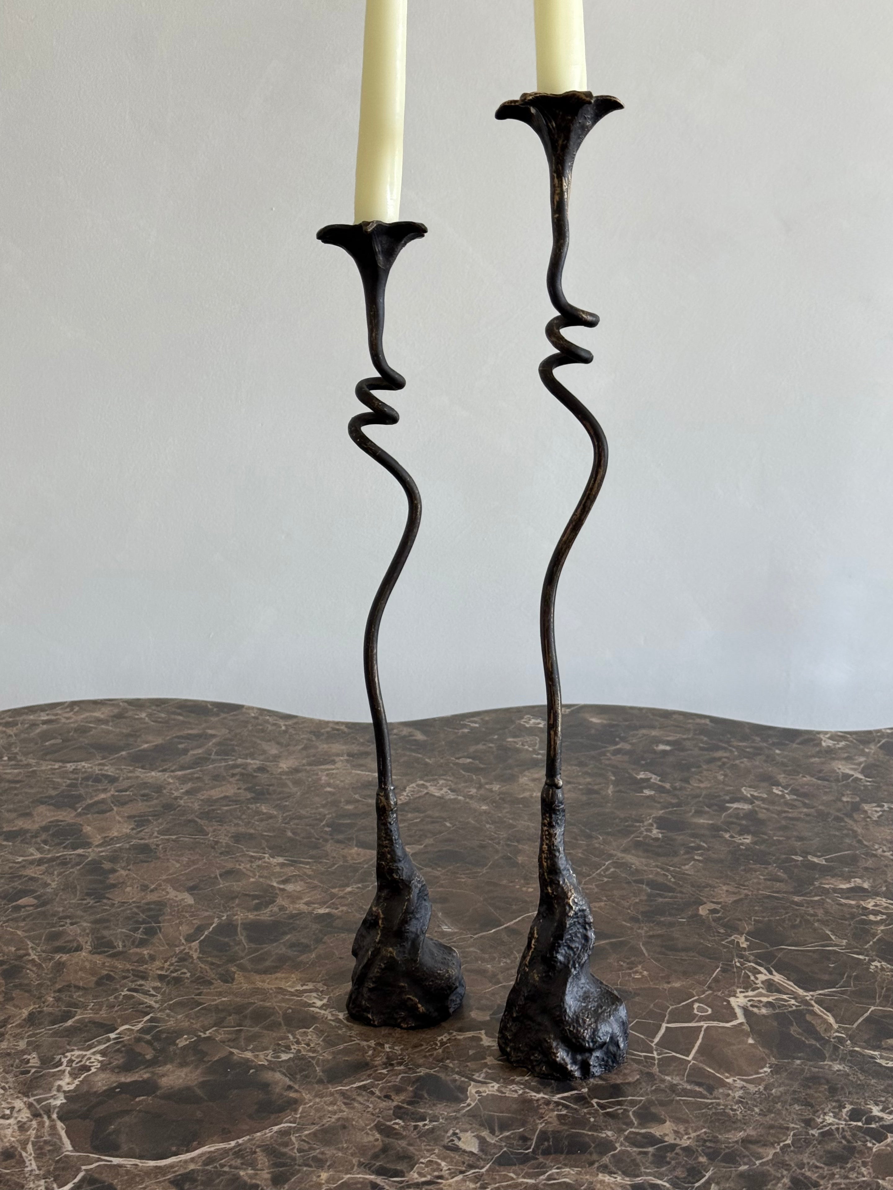 Sculptural Calla Lily Cast Iron Candleholders, Set of 2-4