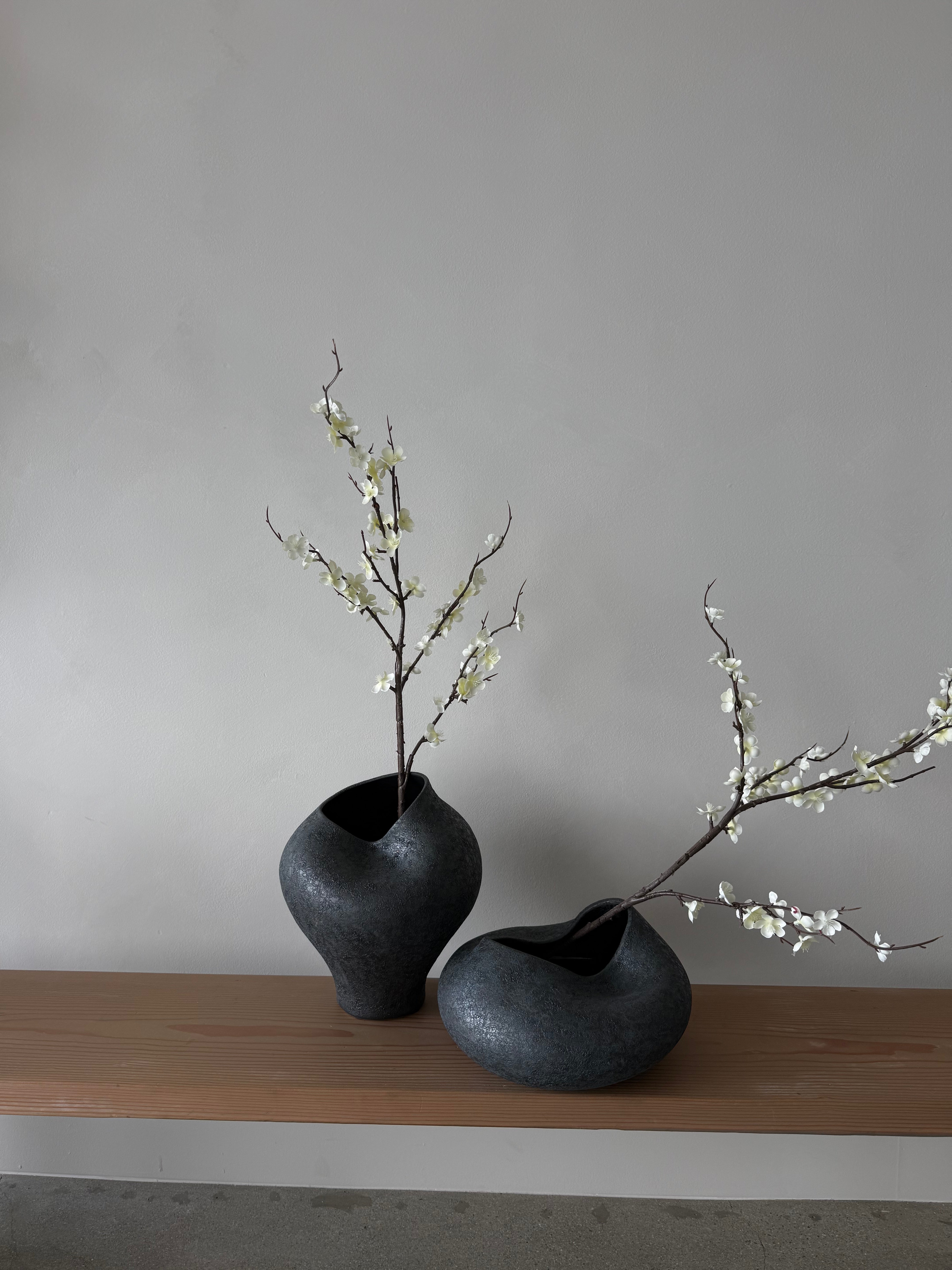 Set of 2 | Black Wabi-Sabi Ceramic Vases-2