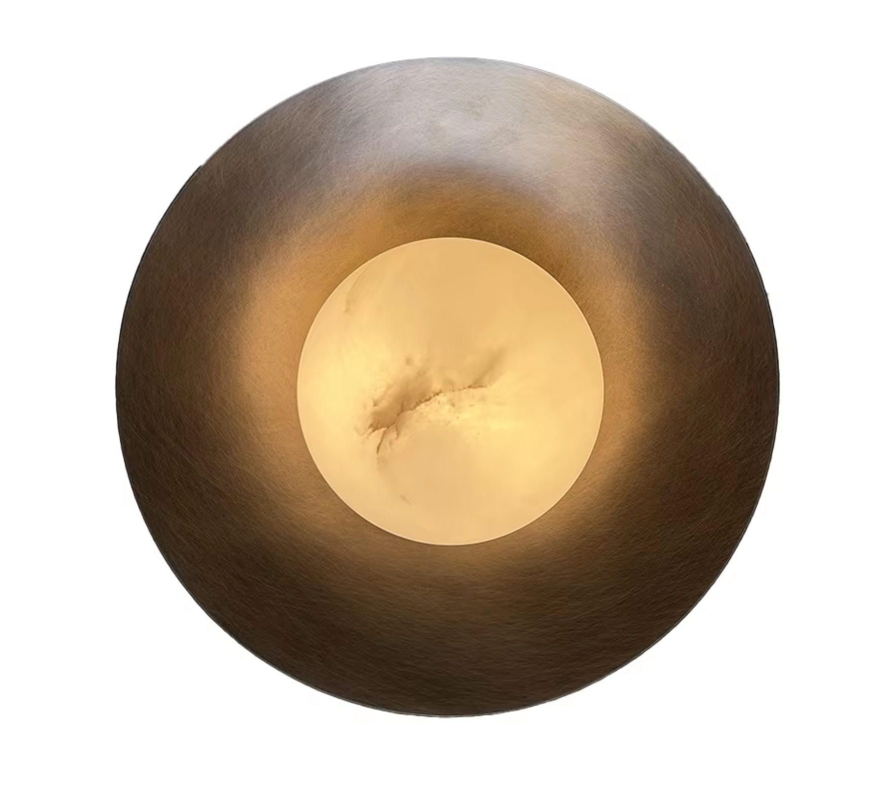 Round Brass & Alabaster Sconce