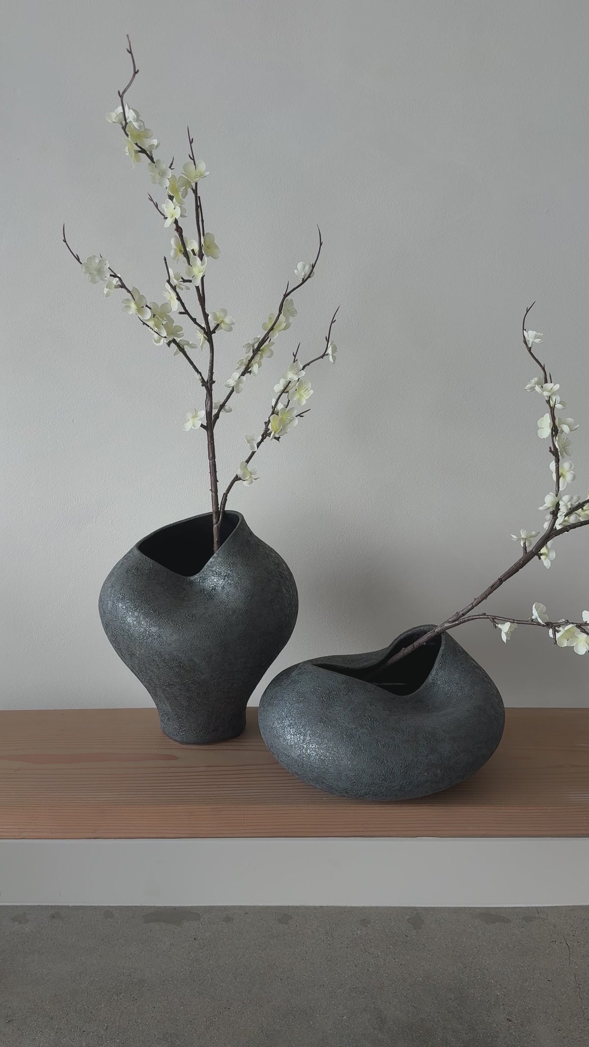 Set of 2 | Black Wabi-Sabi Ceramic Vases-4